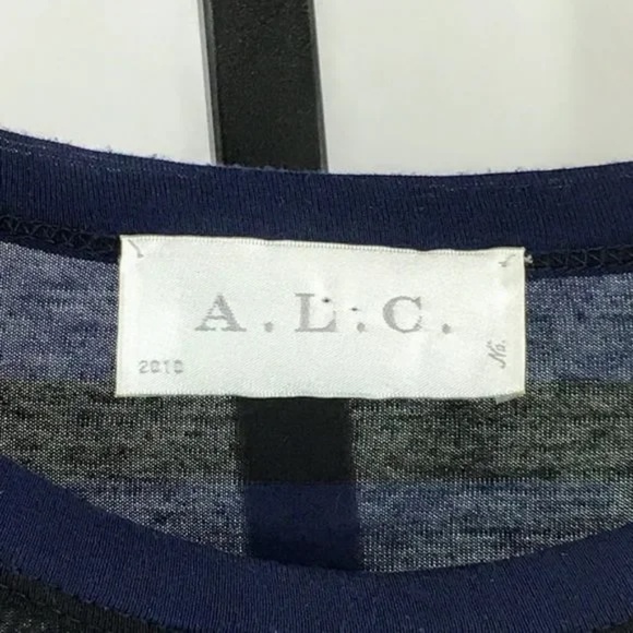 A.L.C. Cutout Dress Long Sleeve Blue Striped T Shirt Crewneck Size S - Picture 8 of 11
